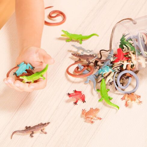 Terra by Battat – 60 Pcs Lizards Animal Tube – Realistic Plastic Animal Toys – Reptile & Amphibian Figurines – Frog, Alligator, Snake & More for Kids and Toddlers 3+ in Saudi Arabia