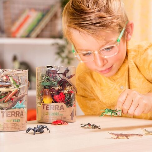 Terra by Battat – 60 Pcs Lizards Animal Tube – Realistic Plastic Animal Toys – Reptile & Amphibian Figurines – Frog, Alligator, Snake & More for Kids and Toddlers 3+ in Saudi Arabia