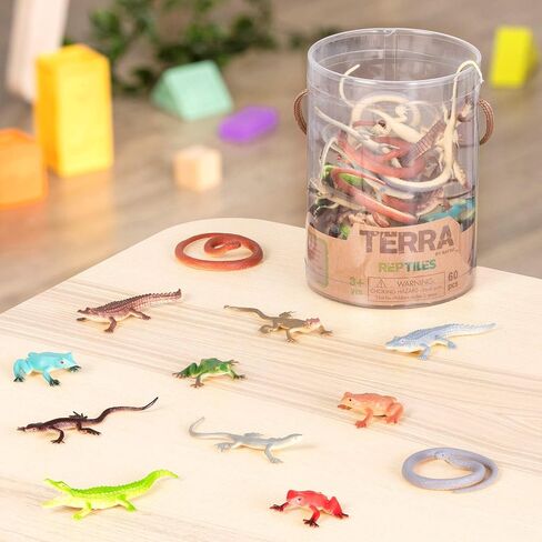 Terra by Battat – 60 Pcs Lizards Animal Tube – Realistic Plastic Animal Toys – Reptile & Amphibian Figurines – Frog, Alligator, Snake & More for Kids and Toddlers 3+ in Saudi Arabia