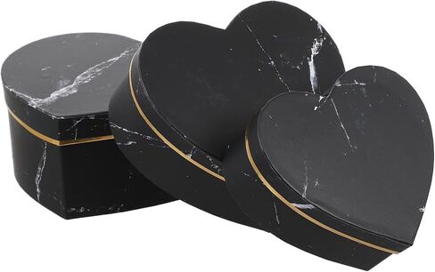 NUOBESTY Storage Cases 3pcs Heart Shaped Boxes Gift Arrangement Boxes Flower Box for Luxury Flower Festival Holiday New Year Favors Black Candy Packing Boxes in Saudi Arabia