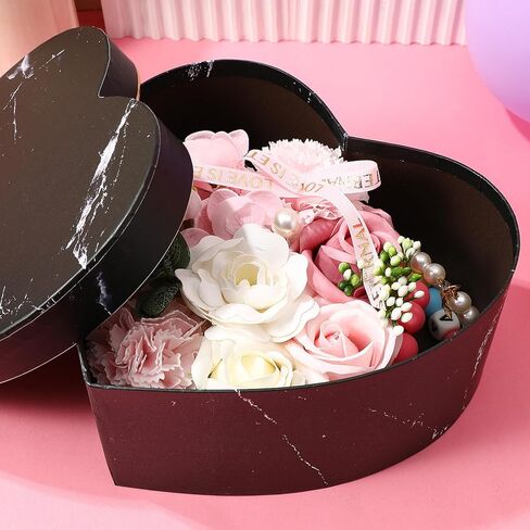 NUOBESTY Storage Cases 3pcs Heart Shaped Boxes Gift Arrangement Boxes Flower Box for Luxury Flower Festival Holiday New Year Favors Black Candy Packing Boxes in Saudi Arabia