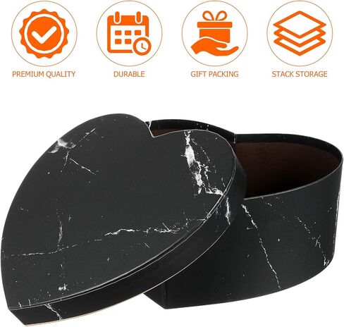 NUOBESTY Storage Cases 3pcs Heart Shaped Boxes Gift Arrangement Boxes Flower Box for Luxury Flower Festival Holiday New Year Favors Black Candy Packing Boxes in Saudi Arabia