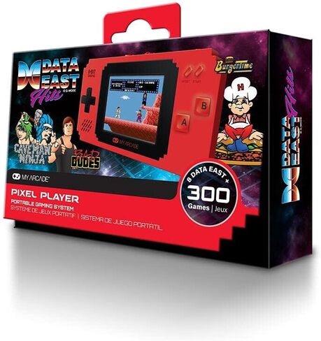 وحدة التحكم في الألعاب المحمولة My Arcade Pixel Player: 300 لعبة ذات طراز قديم بالإضافة إلى 8 بيانات شرقية، تعمل بالبطارية أو Micro USB، شاشة ملونة، مقبس مخرج AV للتلفزيون، مكبر الصوت، التحكم في مستوى الصوت، مقبس سماعة الرأس in Kuwait