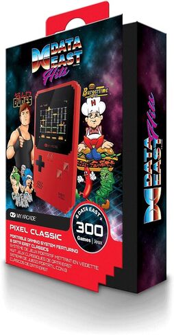 وحدة التحكم في الألعاب المحمولة My Arcade Pixel Player: 300 لعبة ذات طراز قديم بالإضافة إلى 8 بيانات شرقية، تعمل بالبطارية أو Micro USB، شاشة ملونة، مقبس مخرج AV للتلفزيون، مكبر الصوت، التحكم في مستوى الصوت، مقبس سماعة الرأس in Kuwait