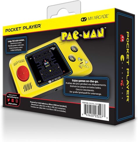 وحدة التحكم في الألعاب المحمولة My Arcade Pixel Player: 300 لعبة ذات طراز قديم بالإضافة إلى 8 بيانات شرقية، تعمل بالبطارية أو Micro USB، شاشة ملونة، مقبس مخرج AV للتلفزيون، مكبر الصوت، التحكم في مستوى الصوت، مقبس سماعة الرأس in Kuwait