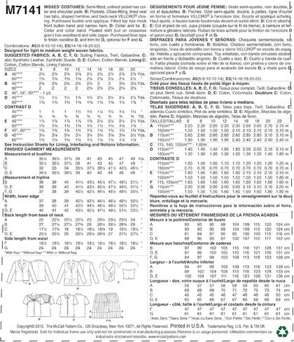 سترة McCall's Pattern M7141 A5، سترة، بلوزة بحار وتنورة مطوية، مقاس 6-14 (7141) in Saudi Arabia