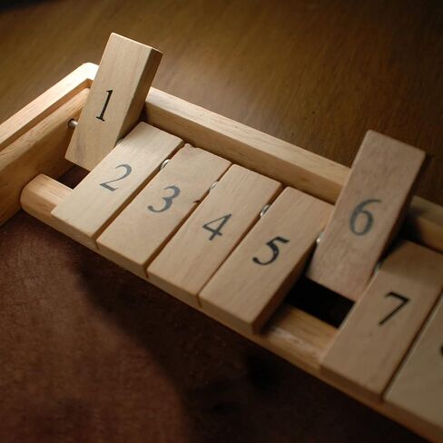 WE Games Shut the Box Game Wooden – 9 Number Flip Tiles with Dark Stained Wooden Box, Board Game for Game Night, Math Games, Clackers, Family Games, Adult Dice Games, Board Games for Adults, 11 inches in Saudi Arabia