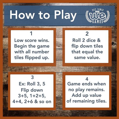 WE Games Shut the Box Game Wooden – 9 Number Flip Tiles with Dark Stained Wooden Box, Board Game for Game Night, Math Games, Clackers, Family Games, Adult Dice Games, Board Games for Adults, 11 inches in Saudi Arabia