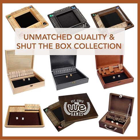 WE Games Shut the Box Game Wooden – 9 Number Flip Tiles with Dark Stained Wooden Box, Board Game for Game Night, Math Games, Clackers, Family Games, Adult Dice Games, Board Games for Adults, 11 inches in Saudi Arabia