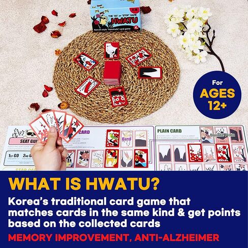 GEEKBEAR Hwatu - لعبة بطاقات الزهرة الكورية - Hanafuda - Go Stop HWATOO - لعبة Godori - لعبة لوحة السنة الجديدة - لعبة فيلم Minari in Saudi Arabia