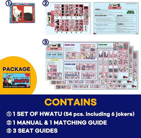 GEEKBEAR Hwatu - لعبة بطاقات الزهرة الكورية - Hanafuda - Go Stop HWATOO - لعبة Godori - لعبة لوحة السنة الجديدة - لعبة فيلم Minari in Saudi Arabia