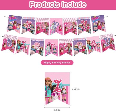 American Doll Birthday Supplies, American Doll Birthday Party Decorations, American Doll Theme Birthday Party Decorations Includes Cake Topper,Ballons,Banner in Saudi Arabia