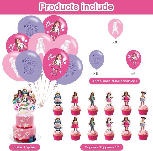American Doll Birthday Supplies, American Doll Birthday Party Decorations, American Doll Theme Birthday Party Decorations Includes Cake Topper,Ballons,Banner in Saudi Arabia