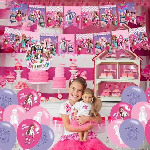 American Doll Birthday Supplies, American Doll Birthday Party Decorations, American Doll Theme Birthday Party Decorations Includes Cake Topper,Ballons,Banner in Saudi Arabia