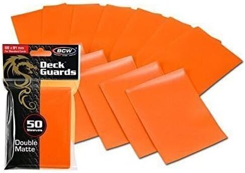 100 Premium Orange Double Matte Deck Guard Sleeve Protectors for Gaming Cards Like Magic The Gathering MTG, Pokemon, Yu-Gi-Oh!, & More. by BCW in Saudi Arabia