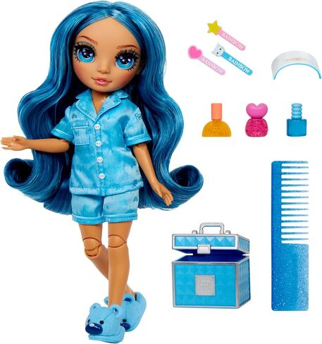 Rainbow High Jr High PJ Party-Skyler (Blue) 9" Posable Doll with Soft Onesie, Slippers, Play Accessories, Kids Toy Ages 4-12 Years in Saudi Arabia