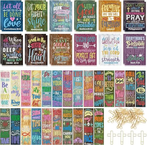 72Pcs Christian Gifts Bulk 24 Bible Verse Bookmark 24 Inspirational Notepads Mini Motivational Notebook 24 Cross Page Clips Scripture Book Marks Bible Journal for School Office Travel Church Supplies in Kuwait
