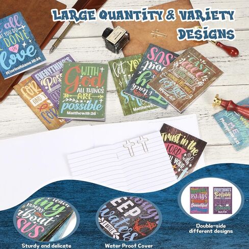 72Pcs Christian Gifts Bulk 24 Bible Verse Bookmark 24 Inspirational Notepads Mini Motivational Notebook 24 Cross Page Clips Scripture Book Marks Bible Journal for School Office Travel Church Supplies in Kuwait