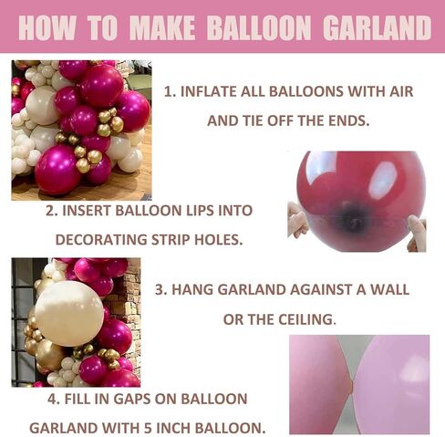 اوينييرو مجموعة قوس اكليل بالونات كروم بلون زهري فاقع وابيض رملي، 145 قطعة، بالونات ذهبية معدنية محشوة مزدوجة لحفلات استقبال المولود واعياد الميلاد والخطوبة والذكرى السنوية in Kuwait