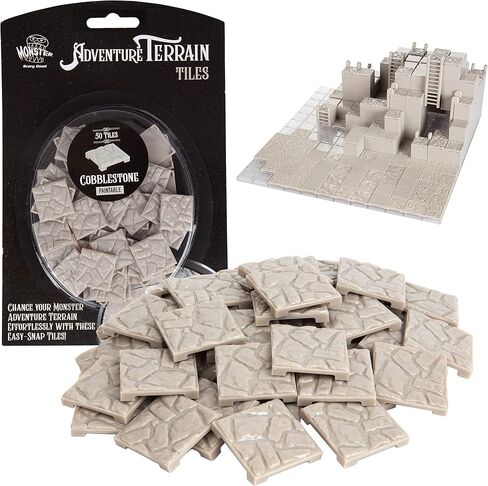 Monster Adventure Terrain - حزمة توسيع البلاط ذات النمط المتموج 50 قطعة - مجموعة بلاط قابلة للطلاء مقاس 1 × 1 بوصة - سهلة التركيب تخلق تضاريس مذهلة على سطح الطاولة في دقائق in Kuwait
