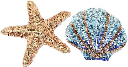 BetterUS Starfish Shell Applique with Sequins Patches Decoration DIY Sewing Embroideries in Kuwait