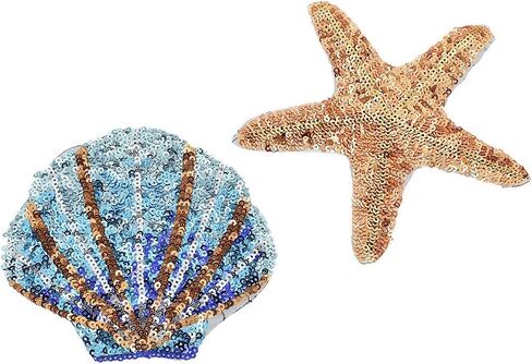 BetterUS Starfish Shell Applique with Sequins Patches Decoration DIY Sewing Embroideries in Kuwait