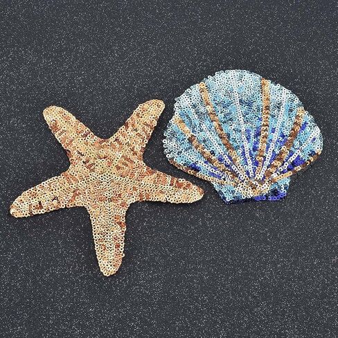 BetterUS Starfish Shell Applique with Sequins Patches Decoration DIY Sewing Embroideries in Kuwait