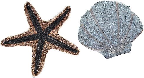 BetterUS Starfish Shell Applique with Sequins Patches Decoration DIY Sewing Embroideries in Kuwait