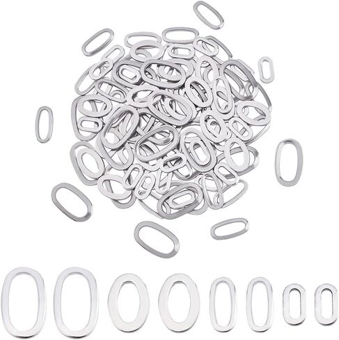 DICOSMETIC 300 قطعة من الفولاذ المقاوم للصدأ وصلات ربط سريعة مجوفة هندسية بيضاوية معلقة سحر موصل مفتوح الإطار الخلفي وصلات قلادة لصنع المجوهرات لوازم الحرف، 5 × 9 مم in Saudi Arabia