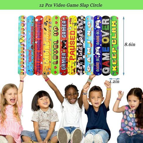 DOEA 100Pcs Video Game Birthday Party Favors for kids,Video Game Party Supplies Included Gift Bags,Stickers,Keychains,Slap Circle,Button Badges,Tattoo Stickers,Suitable For Gift Bag Filler in Kuwait
