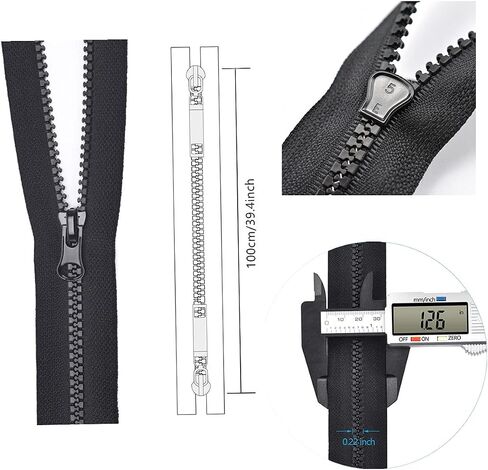 5PCS #5 24 Inch Two Way Separating Large Plastic Zippers Black Tape with Double Pull Tab Slider Heavy Duty Zippers for Sewing, Jacket, Sleeping Bag, Boat, Trampoline, Dog Bed,Tent 60cm (24" 5pcs) in Kuwait
