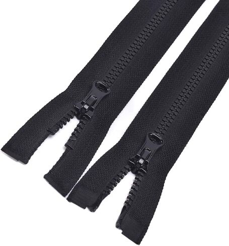 5PCS #5 24 Inch Two Way Separating Large Plastic Zippers Black Tape with Double Pull Tab Slider Heavy Duty Zippers for Sewing, Jacket, Sleeping Bag, Boat, Trampoline, Dog Bed,Tent 60cm (24" 5pcs) in Kuwait