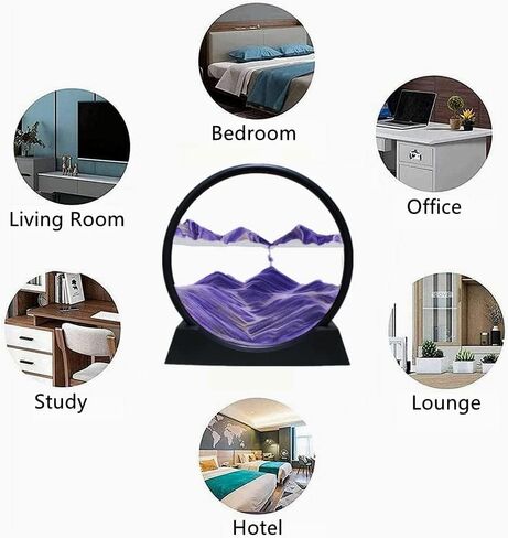 FUNJIA ديكور فني رملي متحرك، صورة فنية ثلاثية الأبعاد ديناميكية متحركة في أعماق البحار، ديكور مكتب العمل المنزلي والمكتبي للاسترخاء الحسي (ذهبي) in Kuwait