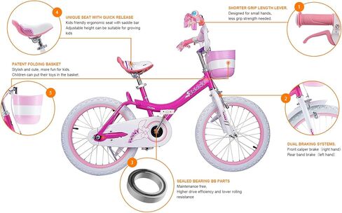 Royalbaby Princess Girls Kids Bike 12 14 16 18 20 Inch Children Bicycle with Basket for Age 3-12 Years in Kuwait