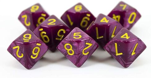 Paladin لعب الأدوار المارون بيرل النرد - مجموعة 8 D10 - 'Plum' in Kuwait