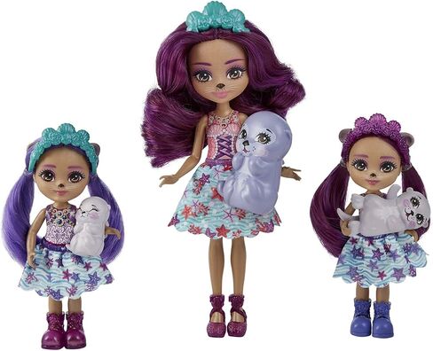 Enchantimals Family Toy Set, Ottavia Otter Doll (6-in) with Little Sibling Dolls (4-in) and 3 Otter Animal Figures, Great Gift for Kids Ages 3 and Up in Kuwait