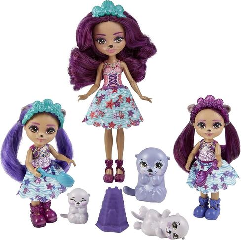 Enchantimals Family Toy Set, Ottavia Otter Doll (6-in) with Little Sibling Dolls (4-in) and 3 Otter Animal Figures, Great Gift for Kids Ages 3 and Up in Kuwait