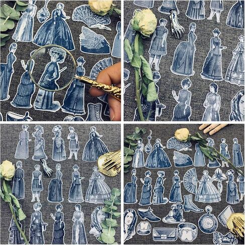 77pcs Vintage Stickers for Scrapbooking Ephemera for Junk Journals Retro Paper for Scrapbook Supplies Kit, Translucent Embellishments for Aesthetic Ephemera,Collage,Travel by Vilikya in Kuwait