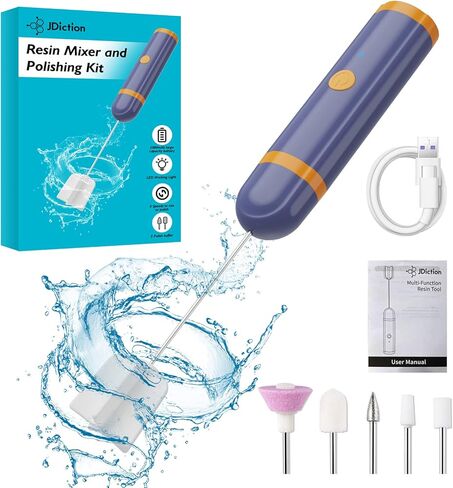 خلاط وملمع راتنج JDiction - خلاط راتنجات الإيبوكسي القابل لإعادة الشحن يدويًا لتقليل الفقاعات، محرك راتنج للراتنج، خلط السيليكون، ملمع راتنجات الإيبوكسي مع 5 رؤوس طحن in Kuwait