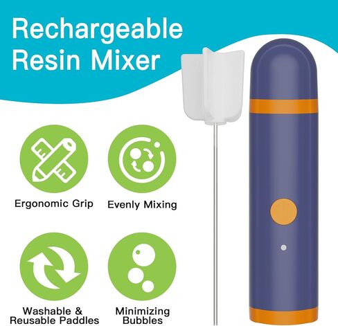 خلاط وملمع راتنج JDiction - خلاط راتنجات الإيبوكسي القابل لإعادة الشحن يدويًا لتقليل الفقاعات، محرك راتنج للراتنج، خلط السيليكون، ملمع راتنجات الإيبوكسي مع 5 رؤوس طحن in Kuwait