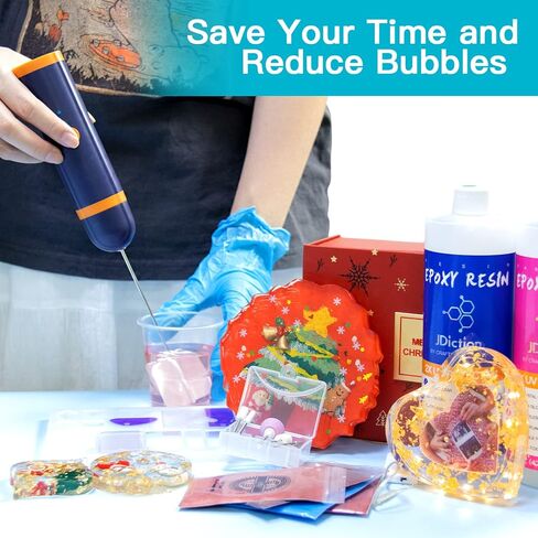 خلاط وملمع راتنج JDiction - خلاط راتنجات الإيبوكسي القابل لإعادة الشحن يدويًا لتقليل الفقاعات، محرك راتنج للراتنج، خلط السيليكون، ملمع راتنجات الإيبوكسي مع 5 رؤوس طحن in Kuwait