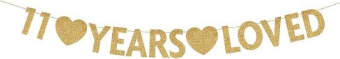 Gold Hello 11 Birthday Banner, Gold Glitter Happy 11th Birthday Party Decorations, Supplies in Kuwait