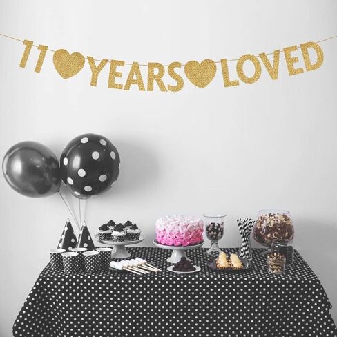 Gold Hello 11 Birthday Banner, Gold Glitter Happy 11th Birthday Party Decorations, Supplies in Kuwait