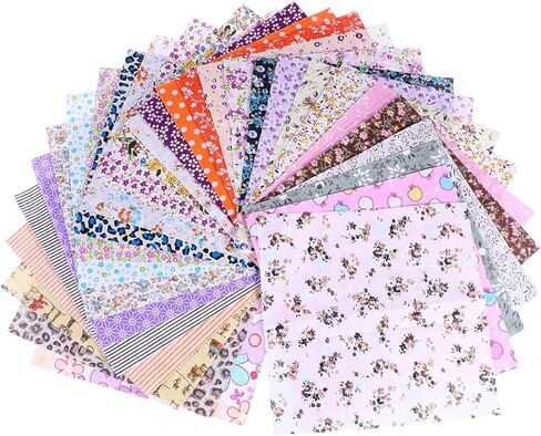 بيسبورتابل 50 قطعة من الواح قماش اللباد القطنية المطبوعة على شكل مربعات للخياطة مسبقة القطع للخياطة اليدوية والحرف اليدوية المرقعة ديكور المزرعة 20 سم in Kuwait