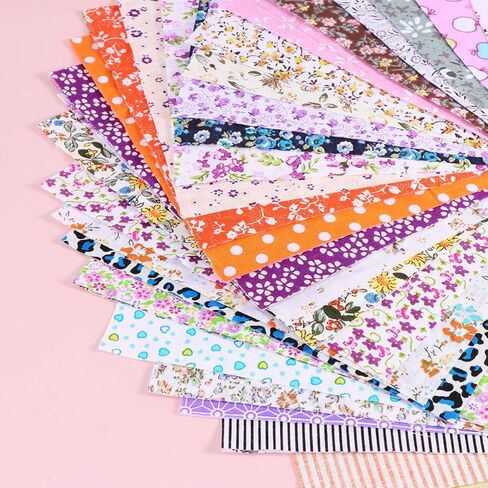 بيسبورتابل 50 قطعة من الواح قماش اللباد القطنية المطبوعة على شكل مربعات للخياطة مسبقة القطع للخياطة اليدوية والحرف اليدوية المرقعة ديكور المزرعة 20 سم in Kuwait