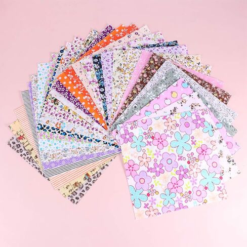 بيسبورتابل 50 قطعة من الواح قماش اللباد القطنية المطبوعة على شكل مربعات للخياطة مسبقة القطع للخياطة اليدوية والحرف اليدوية المرقعة ديكور المزرعة 20 سم in Kuwait