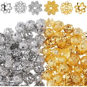 HINZIC 500pcs 12mm Flower Beads Random Colors Muiti-Petal Acrylic Beads Cap for Jewelry Making Earring Necklace Bracelet Ornaments Halloween Christmas Valentines Decoration