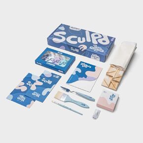 مجموعة الرسم التجريدي Sculpd، طلاء تجريدي، 4 ألوان طلاء أكريليك، فرشتان، قماش فنان، لوازم فنية إضافية، كتاب دراسات وأدلة، مناسبة للبالغين والمبتدئين والفنانين
