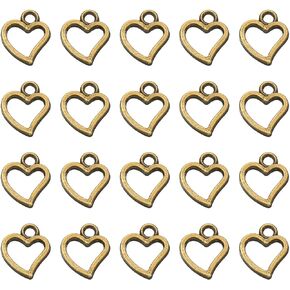 PATIKIL Heart Charm Mini Heart Circle Pendant Charm Bulk Metal Designer for Jewelry Making Bracelets Earrings Necklace Wedding Crafts Christmas Valentine's Day