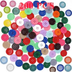 Craft Buttons for Sewing Supplies-Large Assorted Jean Coat Shirt Button-4 Hole 200 PCS Brooch Snaps Ornament Buckle for Clothes Dress Pant Hat Bag DIY Decoration-Mix Color 15mm Resin Sewing Clasp Kit in Saudi Arabia